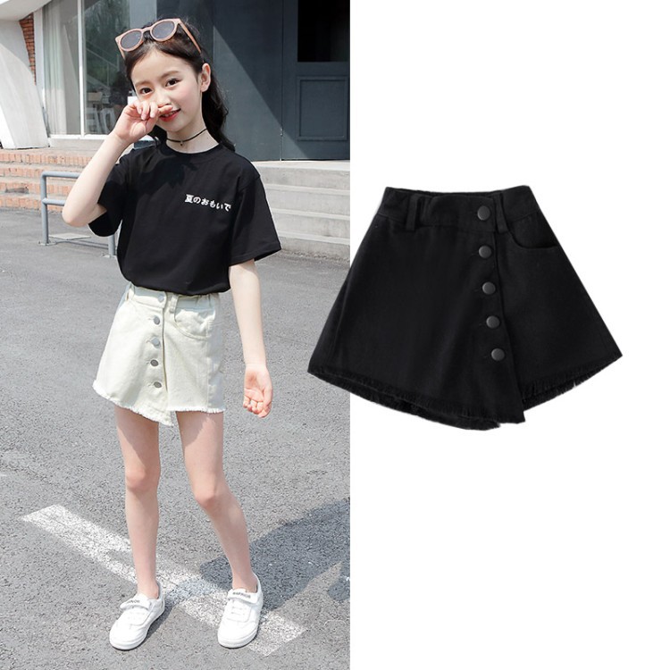  Rok  Pendek  Gaya Korea  Warna Hitam  Putih Untuk Anak 