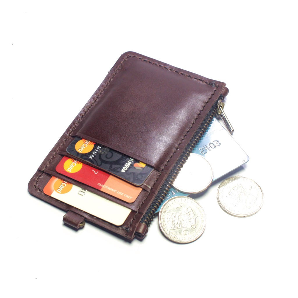 gantungan dompet ID card holder kulit tali zipper kartu banyak PHID951