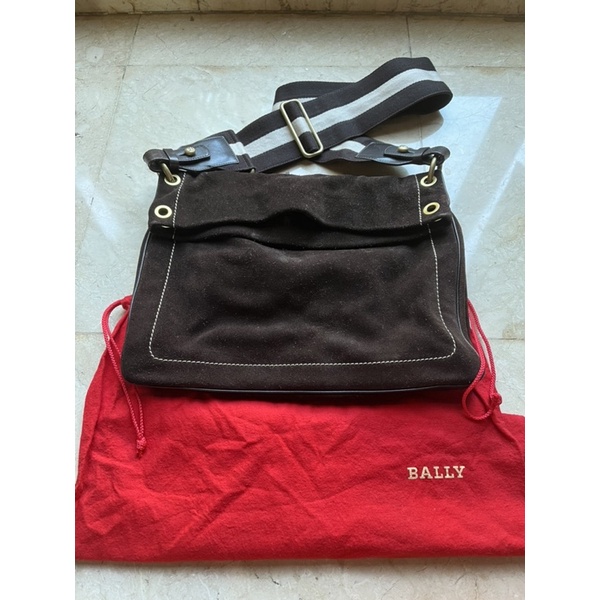 Vintage BALLY Leather Shoulder Bag Dark Brown UNISEX