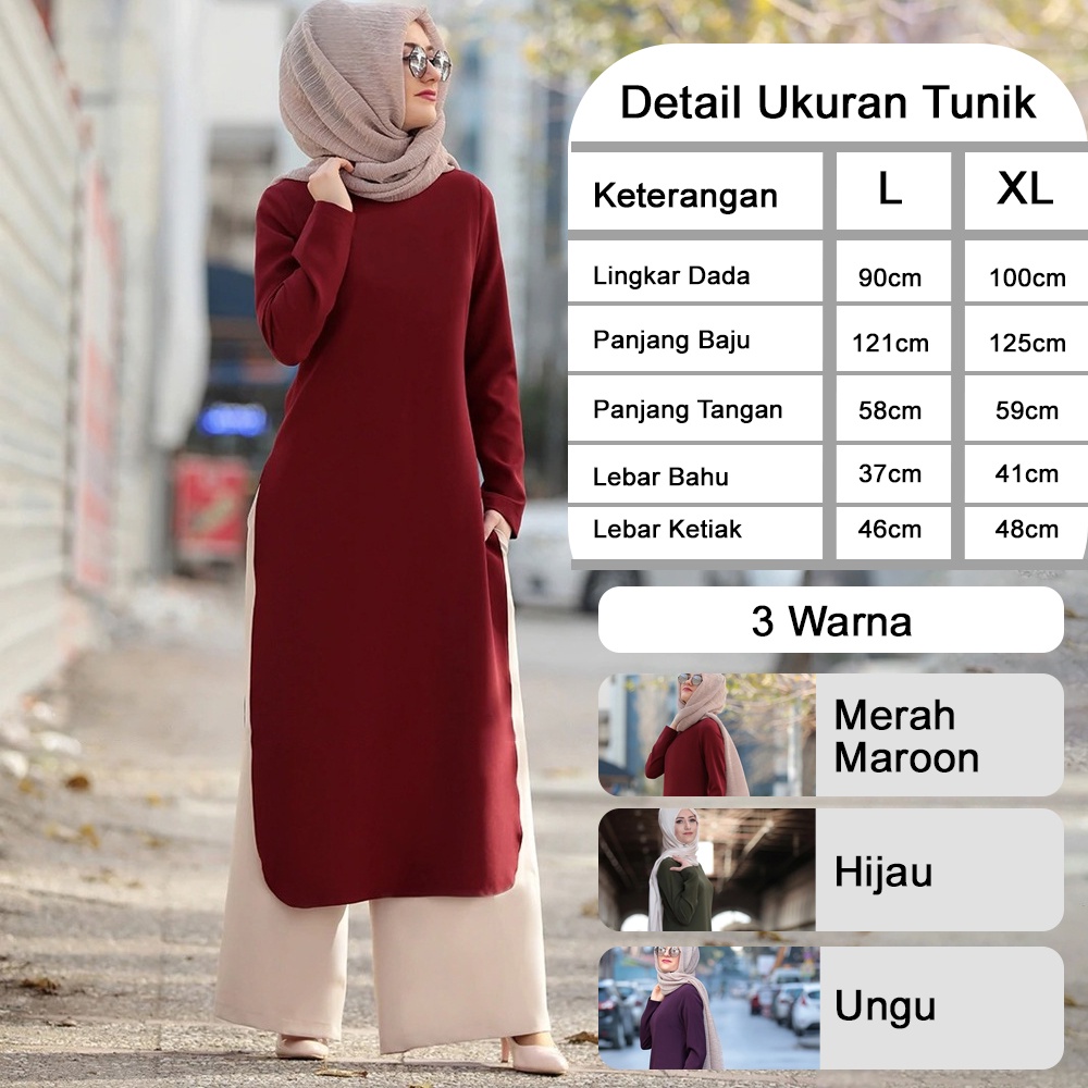 Setelan Wanita Kekinian Terbaru Premium Import Long Tunik Lengan Panjang dan Celana Kulot