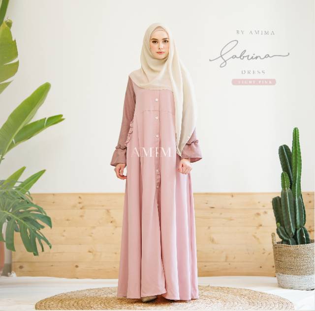 [Agen Resmi] AMIMA SABRINA DRESS GAMIS ONLY Lady Zara dan Katun Madina Busui Friendly aksen kancing 