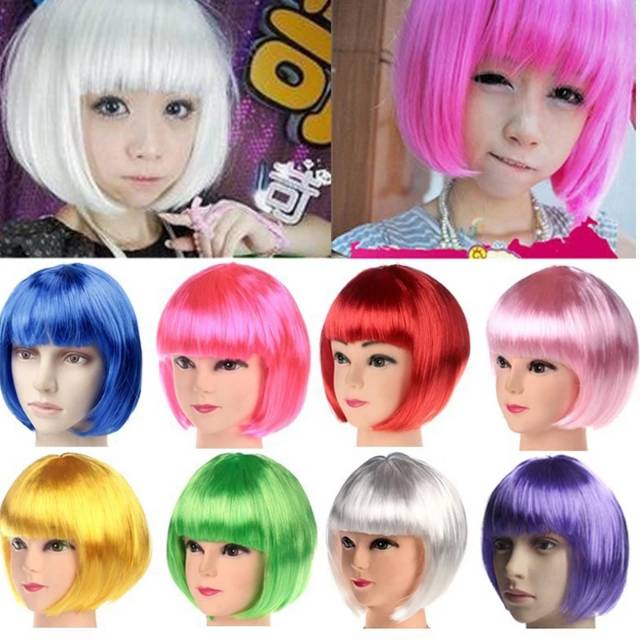 WIG COSPLAY PENDEK BOB SEKSI WARNA WARNI UNTUK WANITA