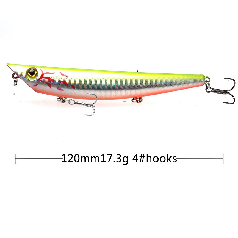 1pc Umpan Pancing Apung Bentuk Ikan 12cm / 17.3g Dengan Kail Untuk Ikan Bass Laut