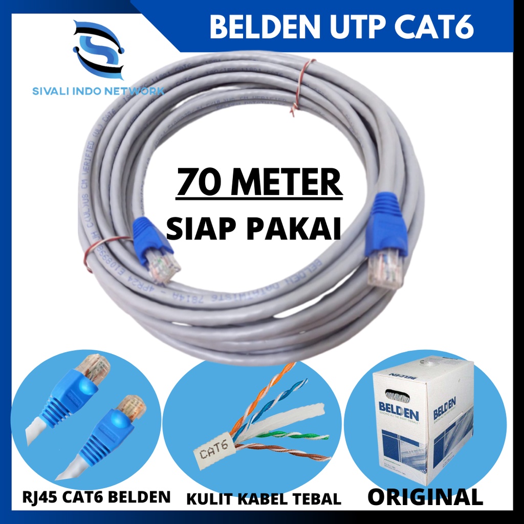 70 METER BELDEN KABEL LAN UTP CAT6 ORIGINAL SIAP PAKAI