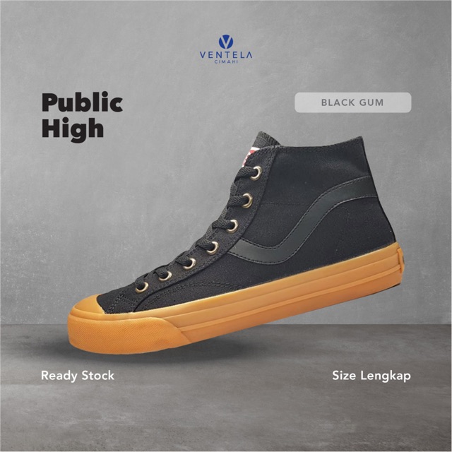 Ventela Public High Black Gum sneakers canvas vintage new D