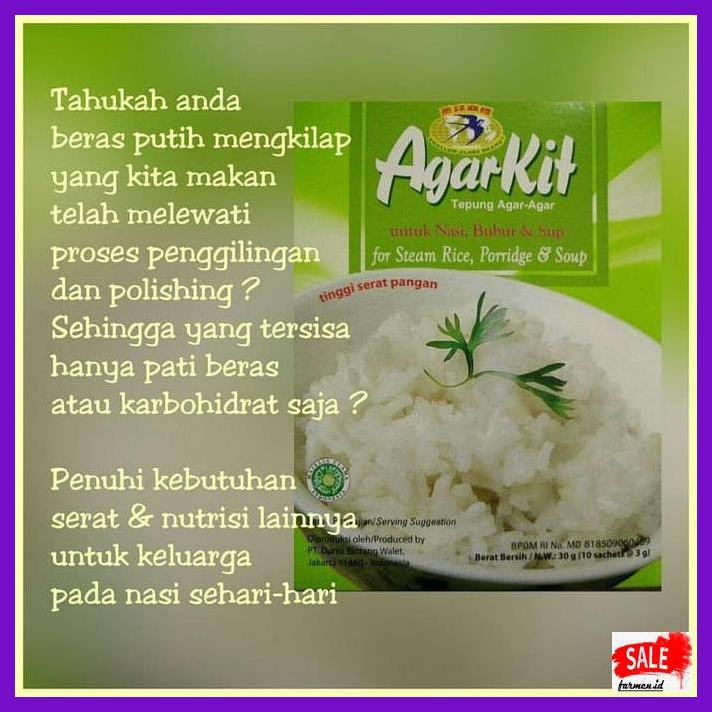 

Rasbeputih- Agarkit - Untuk Nasi Pulen Kaya Serat Halal - Swallow Globe -Aslii.