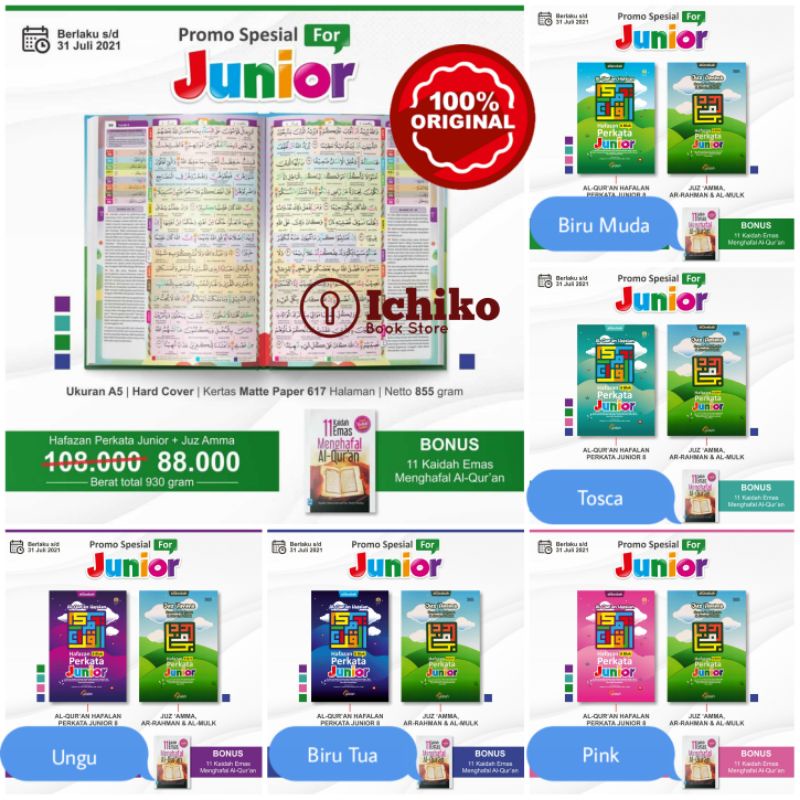 Al Quran Hafalan Hafazan 8 Blok Perkata Junior- A5 30 Juz ORIGINAL
