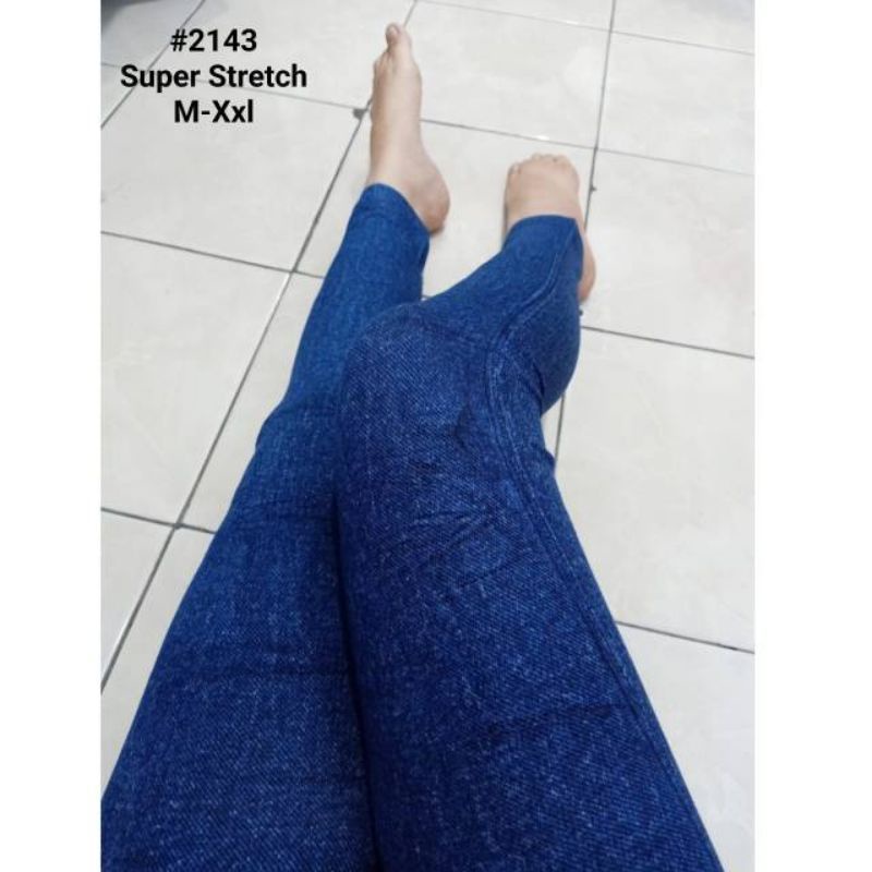 Celana Jeans Legging Wanita Stretch Premium Fit S-XXL (Bb 40-80 Kg) Jumbo