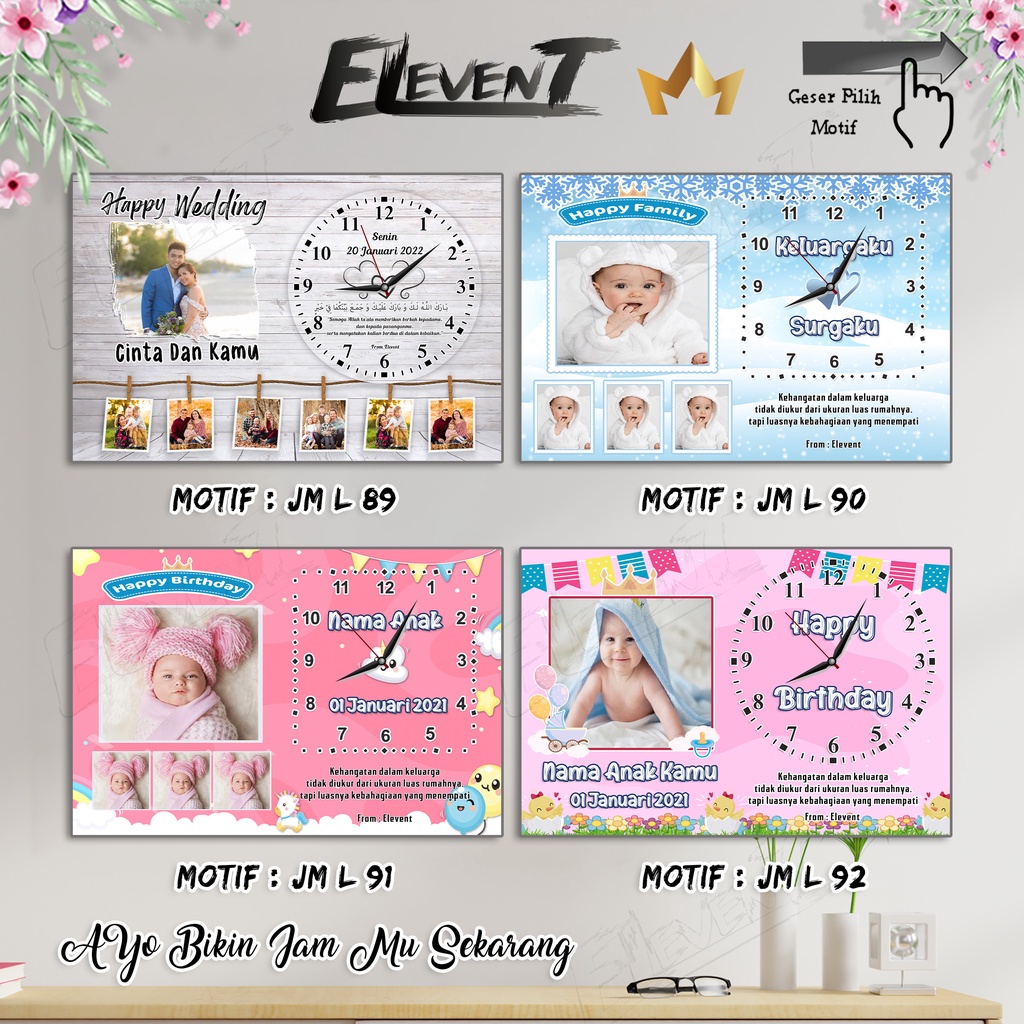 Kado Ulang Tahun Jam Dinding Kayu 30x45cm Foto Custom Hadiah Pernikahan Wedding Birthday Graduation Anniversary Ultah Biodata Anak Kado Bayi Ulang Tahun Foto Keluarga Pigura Photo Sahabat Bingkai Papan MDF Promo  Hadiah Wisuda Ultah Murah