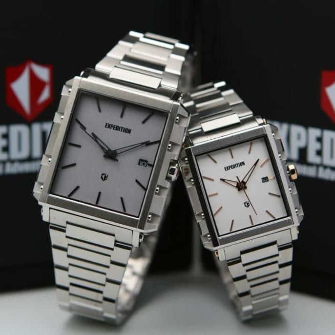 Jam Tangan Couple Expedition E6688 Original Silver Bunga.Shopping.Mall