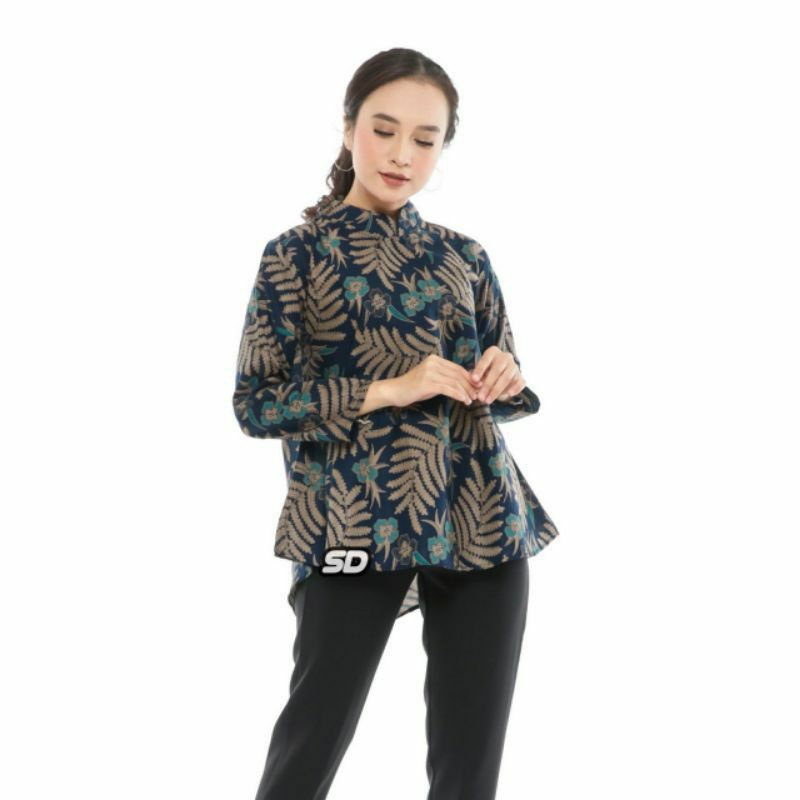 tey-17 Batik wanita ASJ SA HRB026 Kenongo Kemeja Tosca Pendek-Kode 2