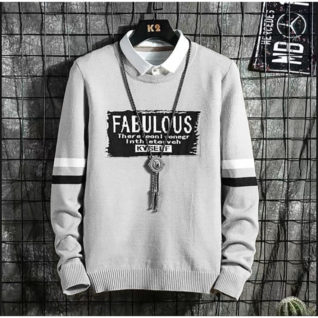 Promo sweater Terbaru Bisa COD Kaos Pria Fabulous Kombi Sweter Crewneck Murah Kaos Pria Distro Keren Kaos Pria Lengan Panjang Murah Kaos Cowok Kekinian Sweter Terlaris