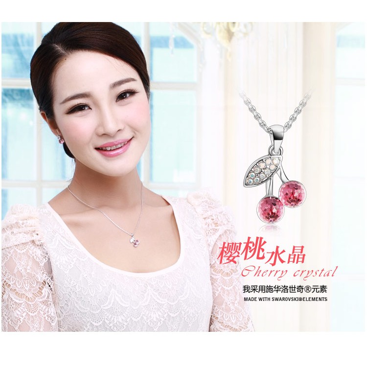 Cherry Crystal Kalung Kristal Impor Wanita Cewek Hadiah Mewah Kado Elegan Ultah Pacar