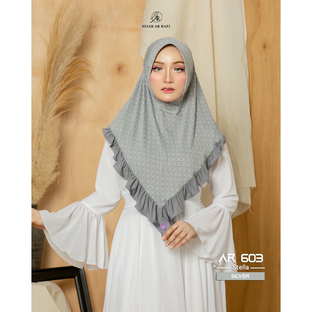 Hijab Arrafi Instan Original AR 603 Ped Antem Jersey Stella Motif Polkadot