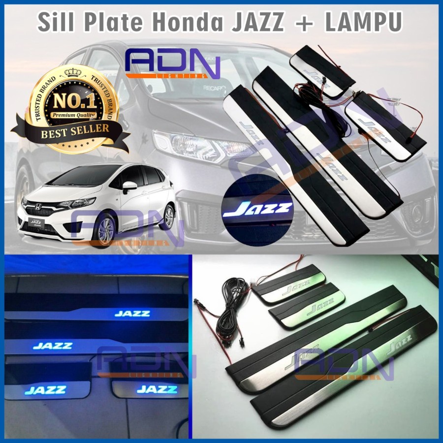 SILLPLATE SILL PLATE SAMPING HONDA JAZZ Nyala LAMPU BIRU LED ADN