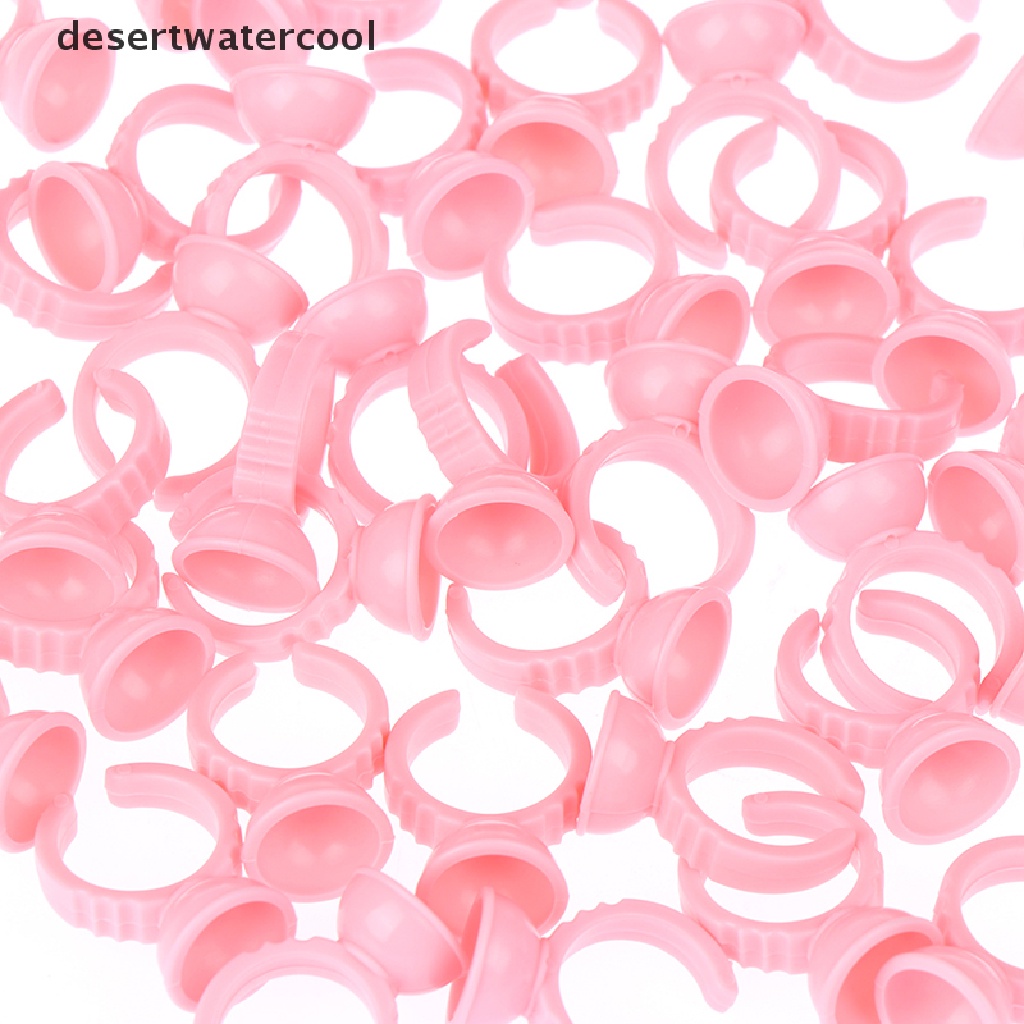 Deid 100Pcs / Set Cincin Holder Lem Bulu Mata Extension Sekali Pakai Untuk Salon