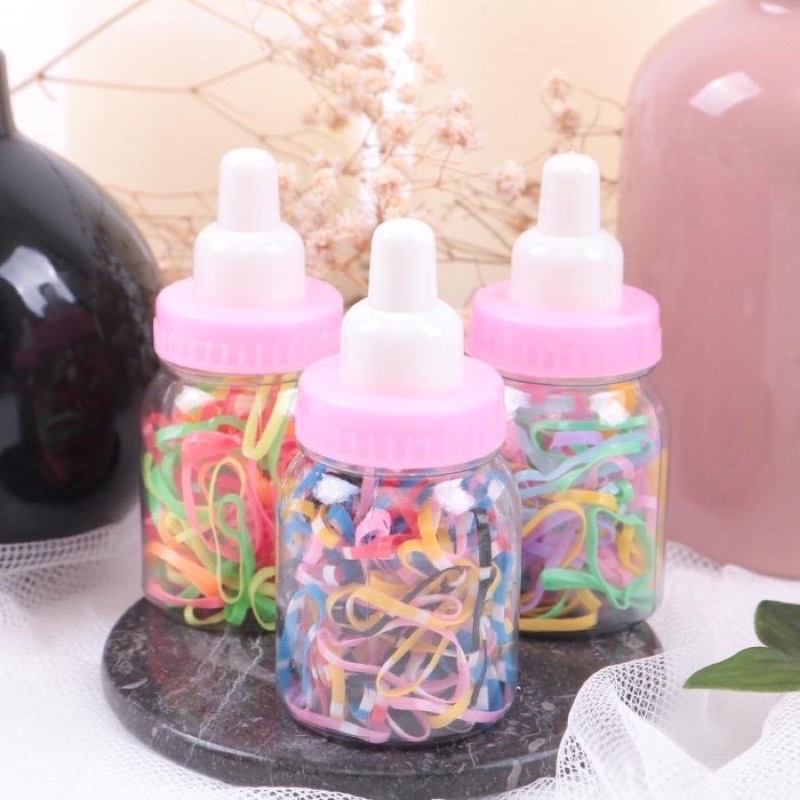 ikat rambut anak dot mini - karet rambut anak satu botol