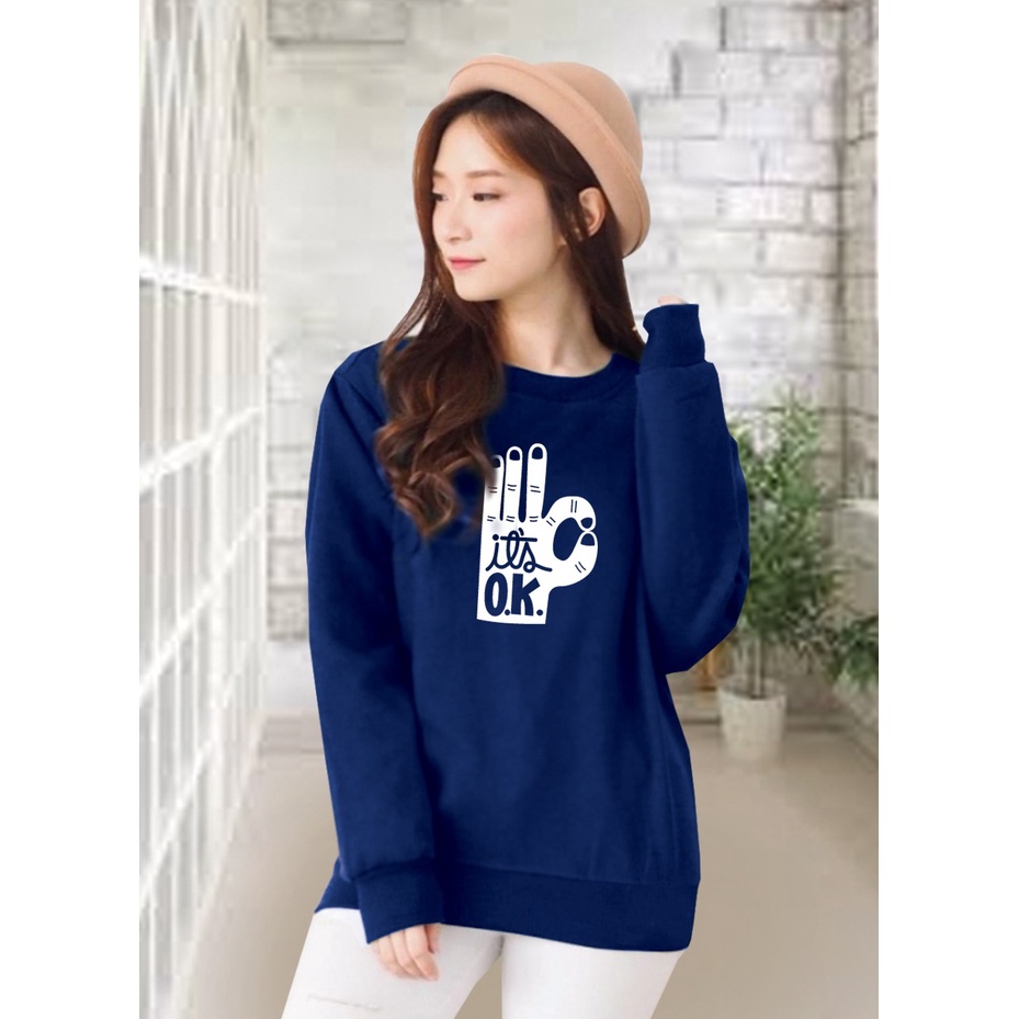 Kaos Lengan Panjang OK / Kaos Sweatshirt / Atasan Wanita / Atasan Wanita Lengan Panjang / Atasan Import / Kaos Wanita Blus