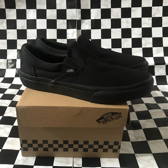 ☻ TERLAKU SLIP ON COWOK MURAH☻ VANS SLIP ON ALL BLACK V98CLA ORIGINAL (JAPAN MARKET) PROMO