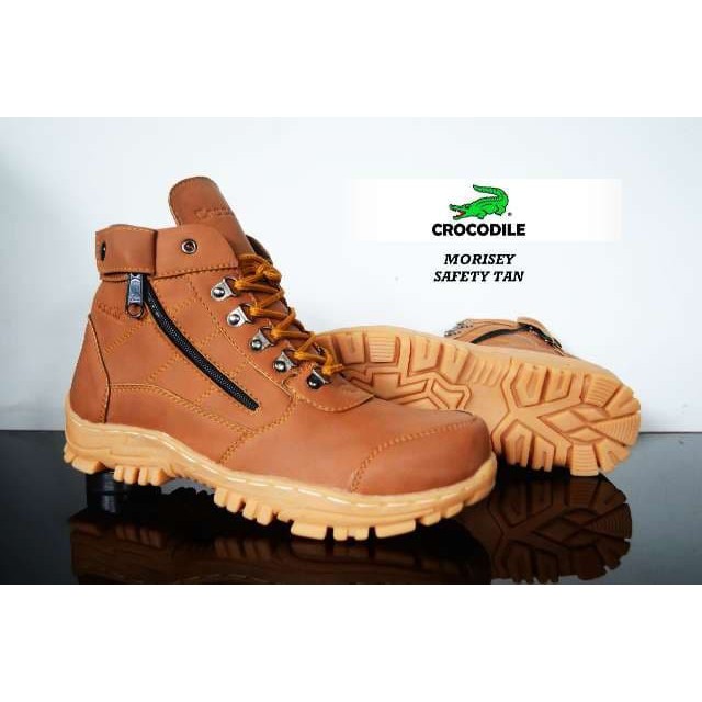 SM88 - Sepatu Boots Murah Laki Crocodile Morisey Sleting TAN Boot Pria Safety Kerja Outdoor Septi