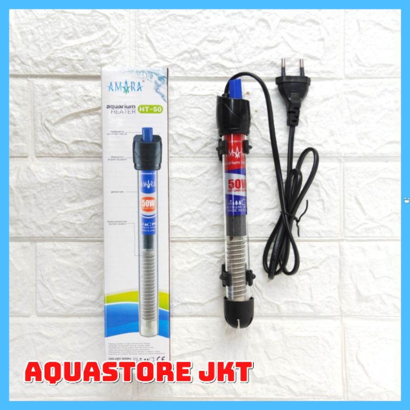 HEATER AQUARIUM AMARA HT50 50 WATT PEMANAS AIR AQUARIUM OTOMATIS HEATER 50WATT