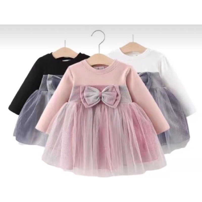 Dress tutu anak import - dress cantik pita tile - usia umur 0 1 2 3 4 5 bulan tahun - atasan blouse 