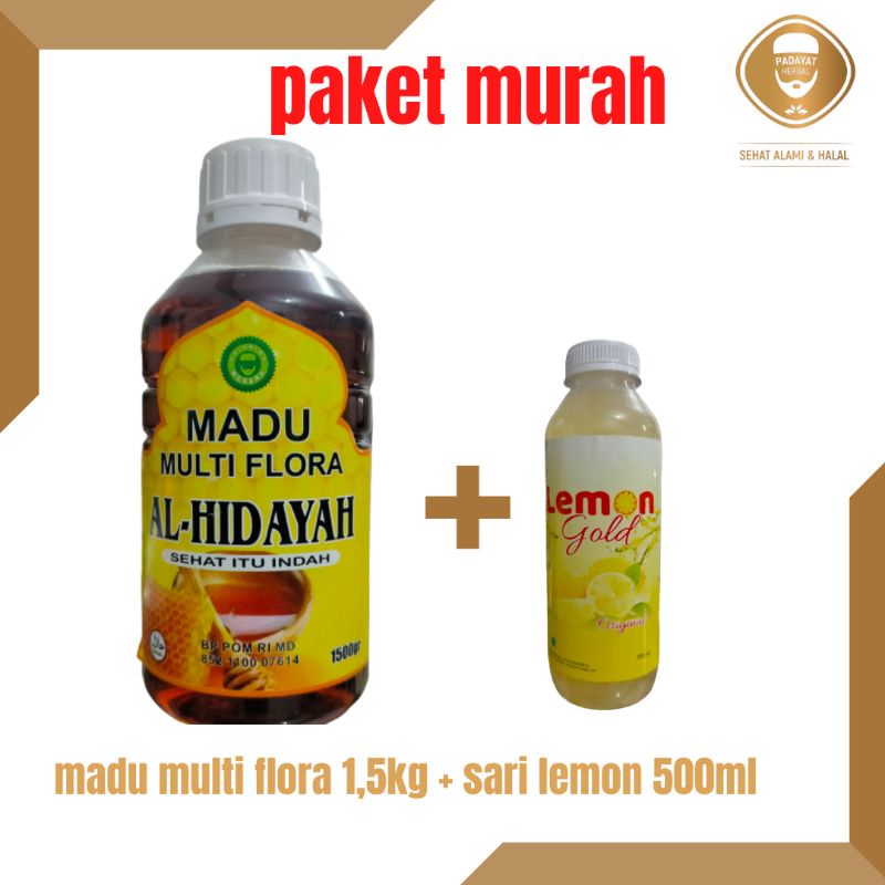 

MADU MULTIFLORA AL HIDAYAH 1500GR PLUS SARI LEM0N GOLD 500ML