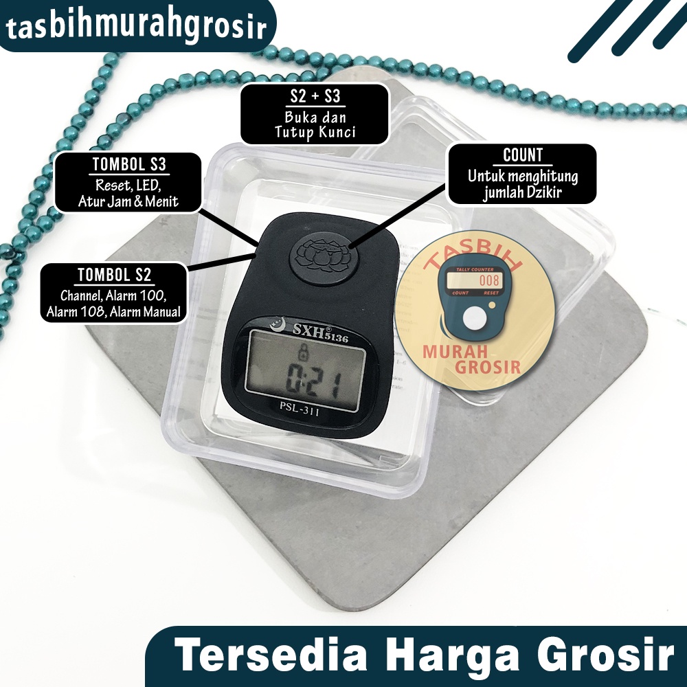 Tasbih Digital Tally Counter Premium / Tasbih Digital smart ALARM Merek SXH