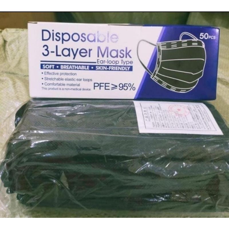 Masker 3PLY Hitam Masker Hitam 3 PLY Masker BLACK