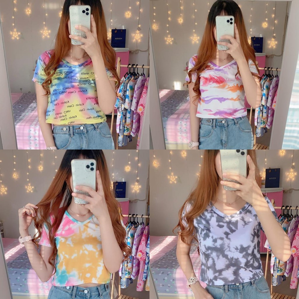 IL - Crop Tie Dye Shirt/ Crop YERIKA Atasan Pendek Wanita | Kaos Wanita Tie Dye