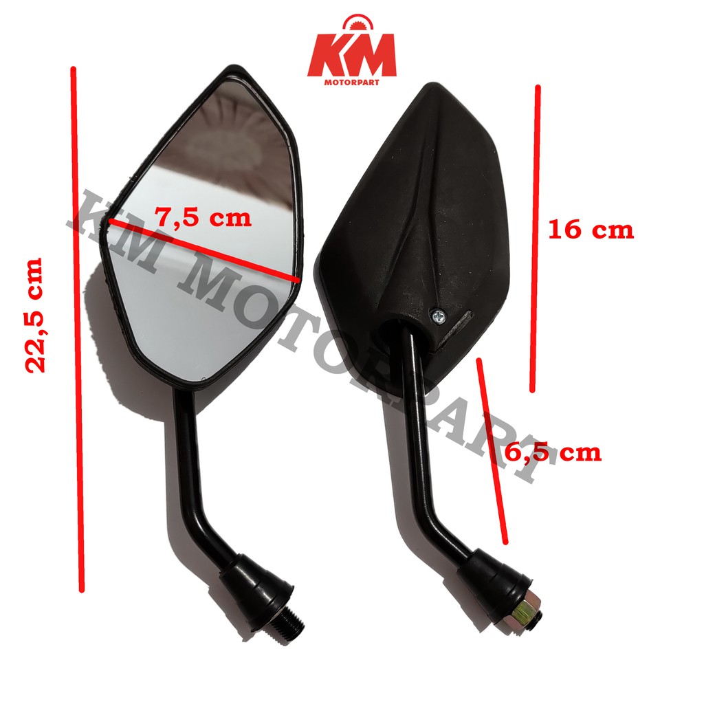 Kaca Spion Motor Tangkai Panjang Untuk HONDA YAMAHA Model Jupiter Mx Hitam Spion Variasi Aksesoris