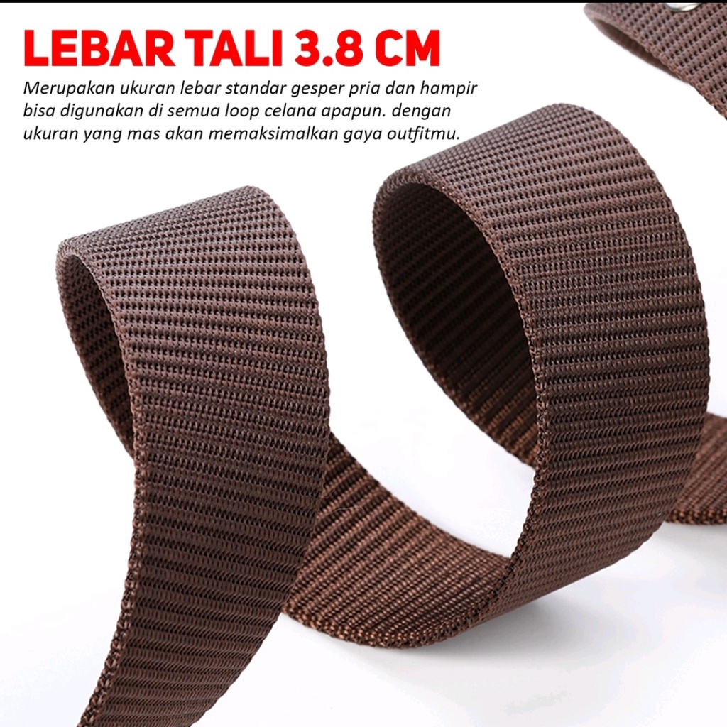 Ikat Pinggang Sabuk Nylon Jarum Dobel Gesper Men Belt S044