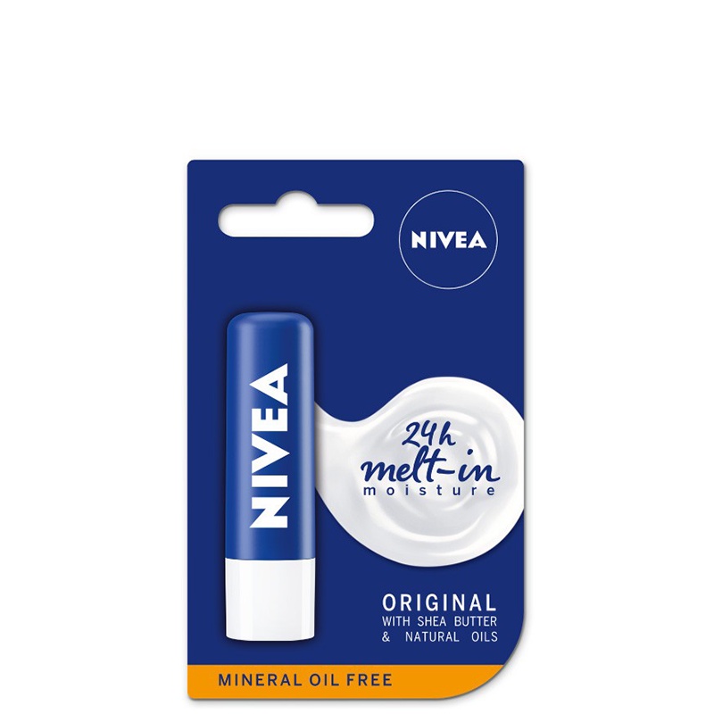 NIVEA Lip Balm Original Essential 4.8gr - Pelembap bibir kering pecah-pecah tahan lama untuk melindu