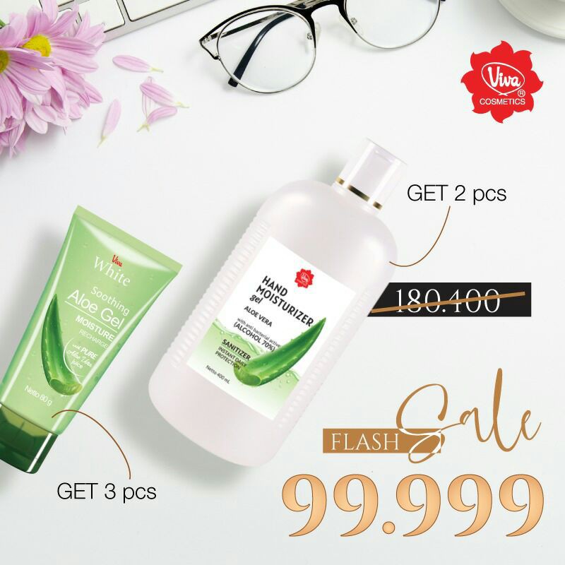 Paket Hand Sanitizer Moisturizer Viva Pembersih Tangan Gel Aloe Vera