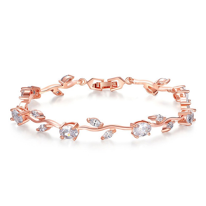 Gelang Warna Rose Gold Bahan Zirconia dengan Batu Permata