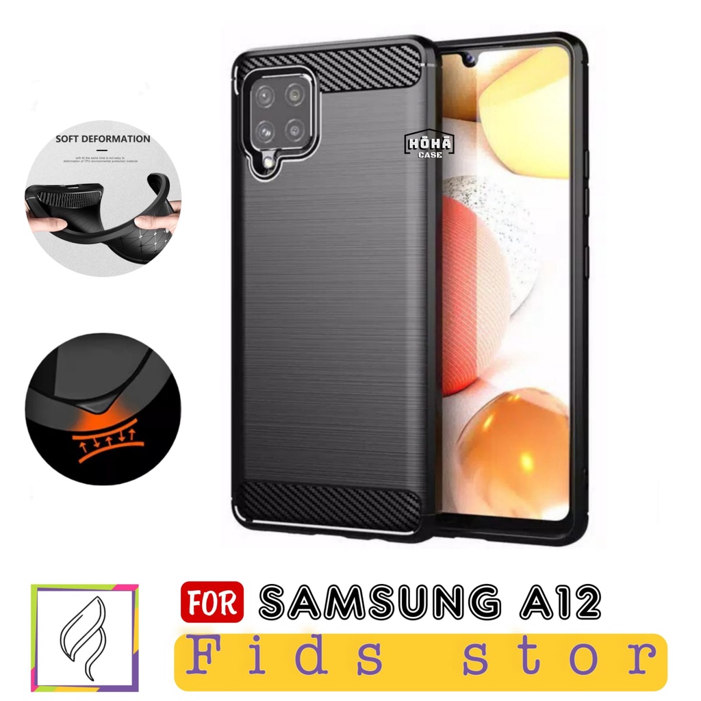 PROMO Case Ipaky Carbon SAMSUNG A12 | SAMSUNG 12 Nacho Ipaky Carbon Premium Softcase Rugged Armor