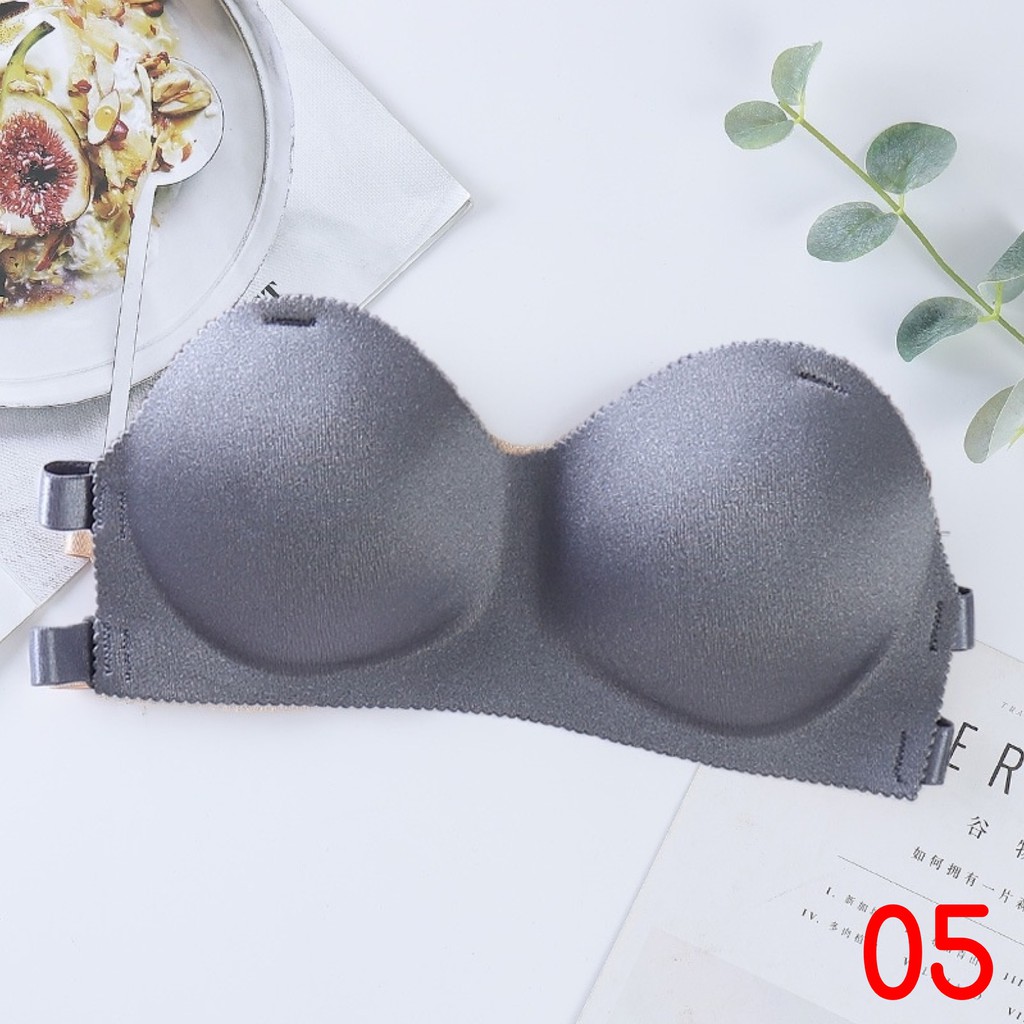 Blackpink Bra Push Up Model Backless BH Tanpa Tali Polos Gaya Korea Untuk Wanita 1002-GRAY