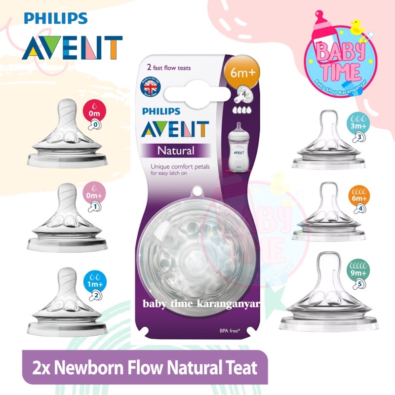 [100%ORI] PHILIPS AVENT Teat Natural / Classic isi 2 / Nipple Replacement Dot Bayi Avent