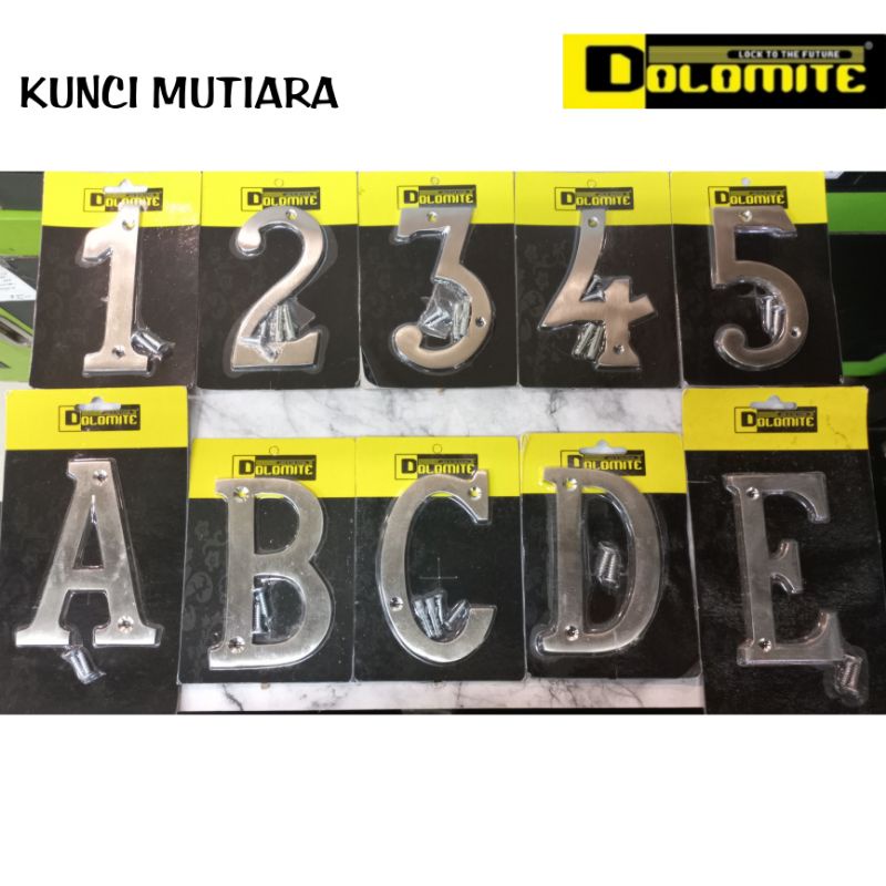 Nomor rumah huruf angka abjad Stainles Steel nomer rumah kecil Dolomite