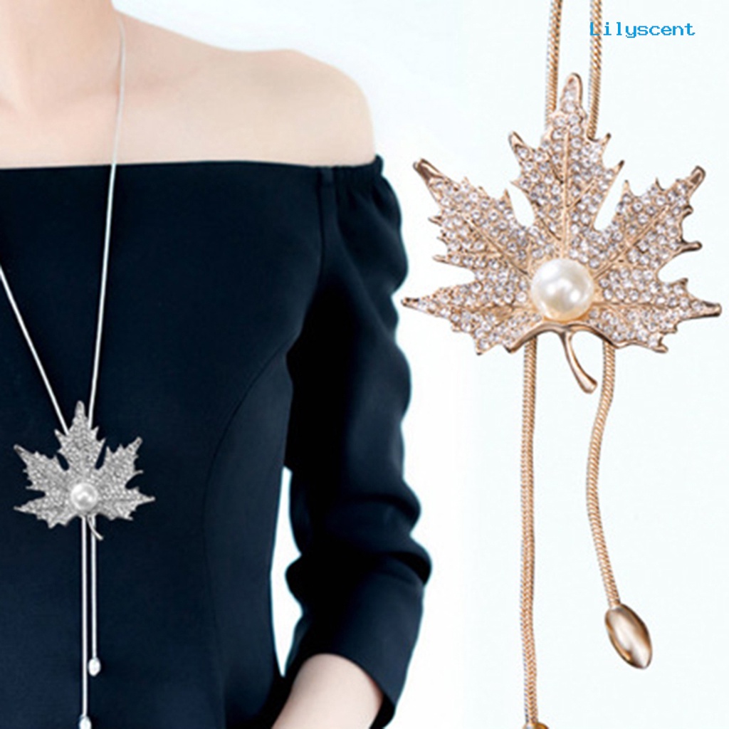 Kalung Berlian Imitasi Bentuk Maple Bahan Alloy Untuk Pernikahan