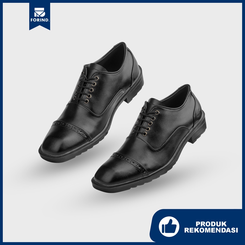 Evolva Black | Sepatu Oxford Pantofel Formal Kasual Kerja Kuliah Pria/Cowok/Men Ori Lokal | FORIND x Erabor