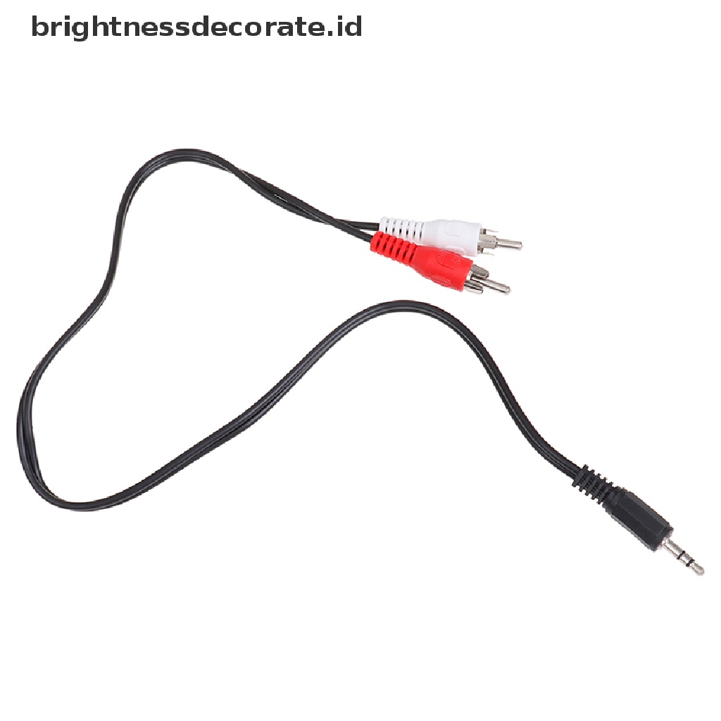 (birth) Kabel adapter jack audio 3.5mm Ke 2 RCA male stereo ohono Untuk speaker