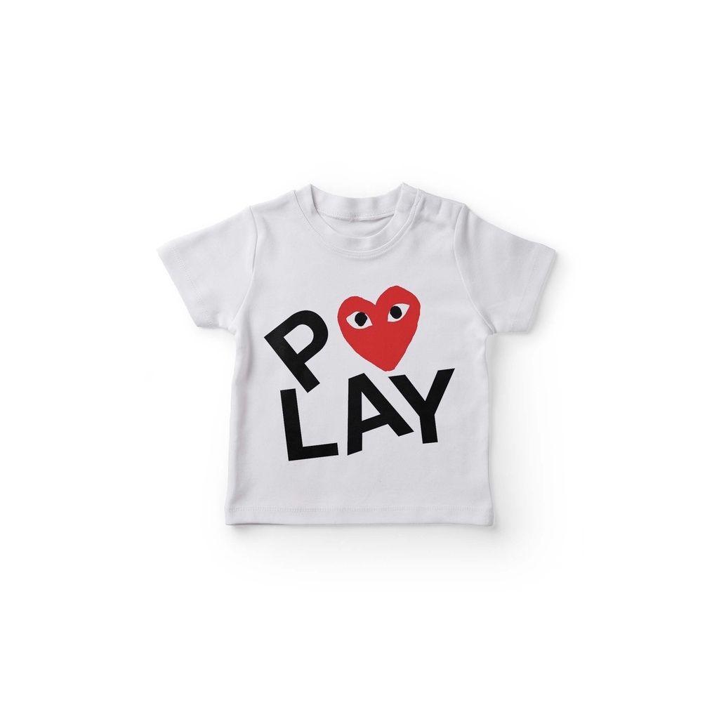 GKAPCDGBP2349 Kaos Anak Branded Gambar CDG Logo Big Play Comme Des Garcons Black and White Baju Anak