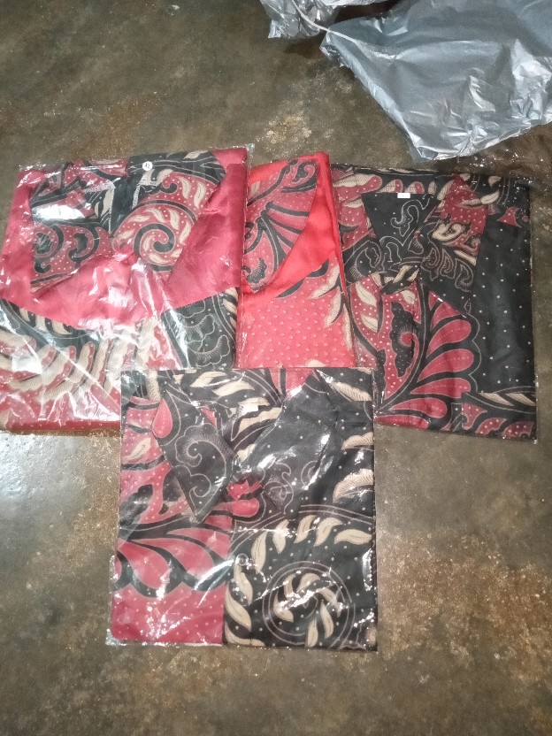 Couple Batik Seragam Keluarga Motif Puser Merah 2197 Katun Mix Velvet Premium Ori Bcp