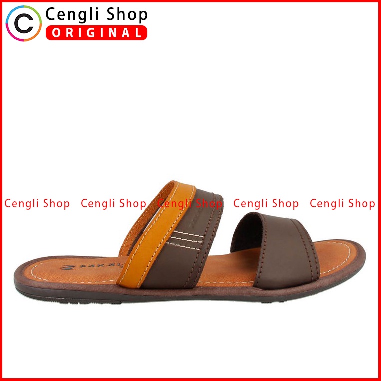 SANDAL SLIDE PAKALOLO PRIA ORIGINAL CASUAL KULIT ASLI COKLAT PB52