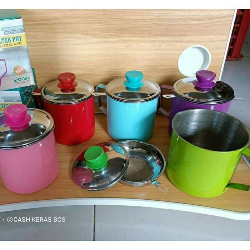 D0006✨ Oil Pot Saringan Tempat Wadah Saringan Minyak Goreng/Saringan Minyak Stainless OIL POT WARNA