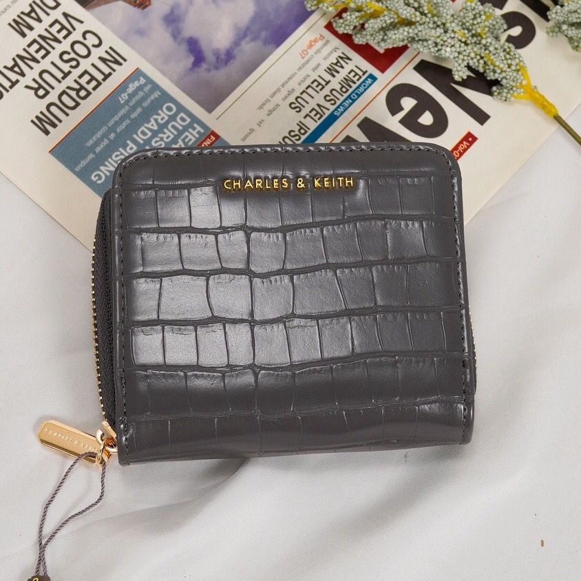 DOMPET LIPAT DOMPET KARTU CH4RL3S&amp;K3ITHH BASIC MINI CROCO SHORT WALLET WITH BOX #3110