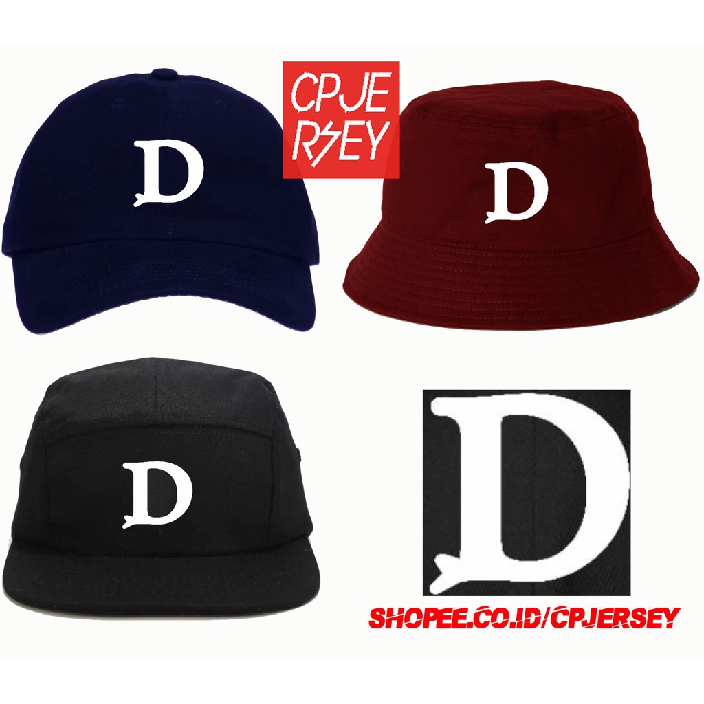 Topi Baseball Inisal D Denvert Dallas Bordir Snapback 5 Panel Baseball Cap Bucket Hat Five Panels