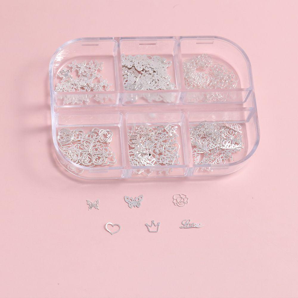 AUGUSTINA Agustina 3D Nail Art Dekorasi Perak INS Nail Tips Nail Flakes Perlengkapan Salon DIY Manicure Aksesoris Nail Sequin