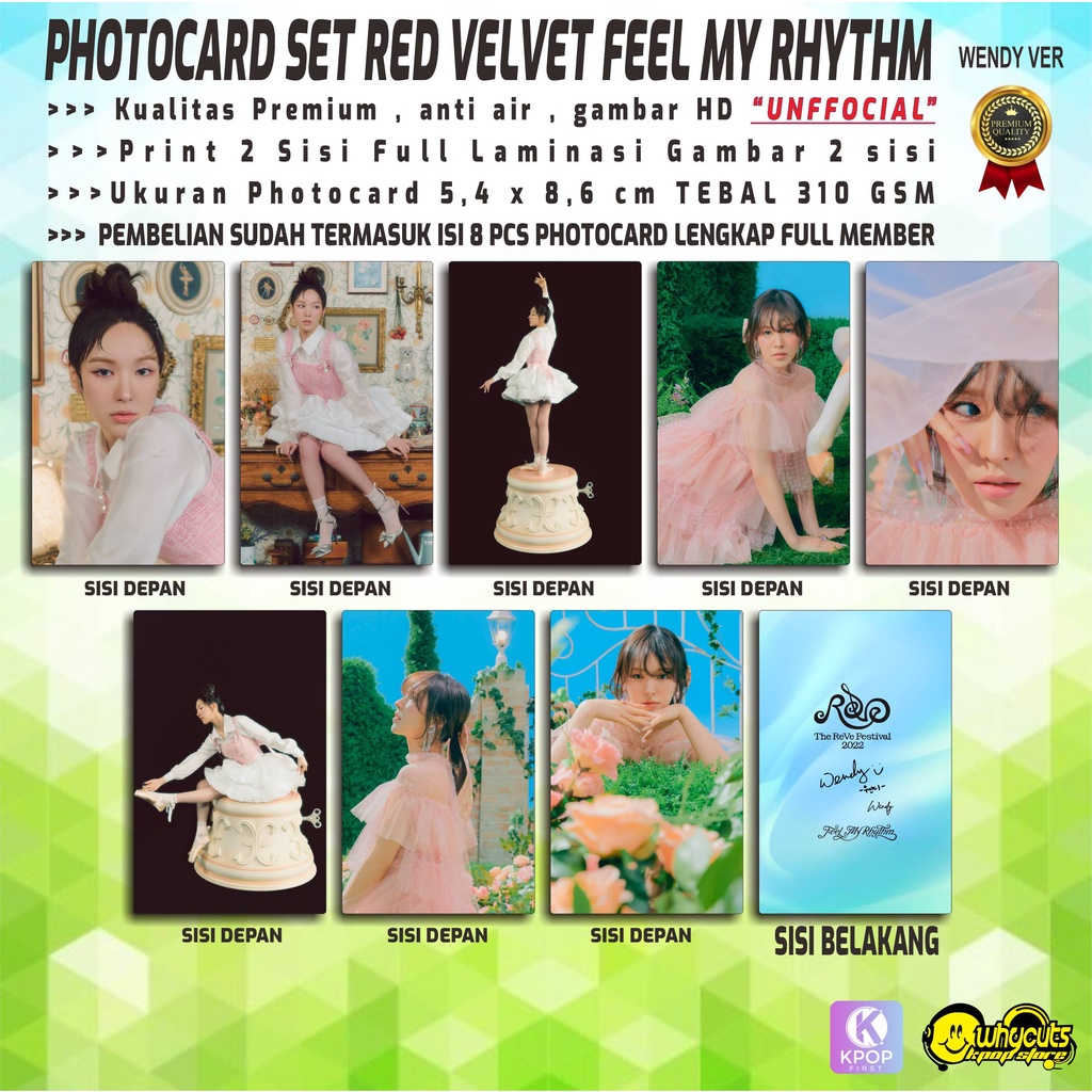 PHOTOCARD SET PC KPOP RED VELVET FEEL MY RHYTHM / PRINT 2 SISI FULL LAMINASI GLOSSY / ANTI AIR / DAPAT SEMUA MEMBER